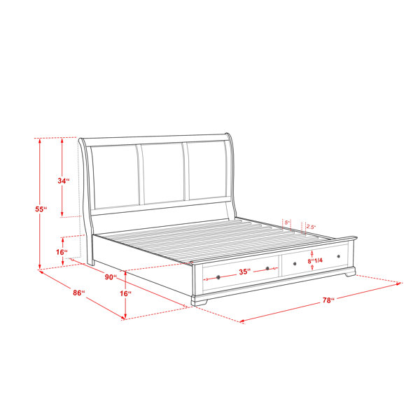 Lark Manor Alessondra 3 Piece Bedroom Set With Drawers In Wire Brushed Walnut Finish With Bed